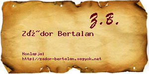 Zádor Bertalan névjegykártya